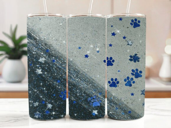 20 Oz Skinny Tumbler Wrap Dog Paw Purple