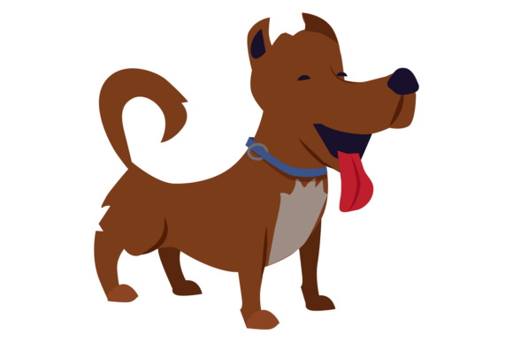 A Cartoon Dog with a Blue Collar is Smil