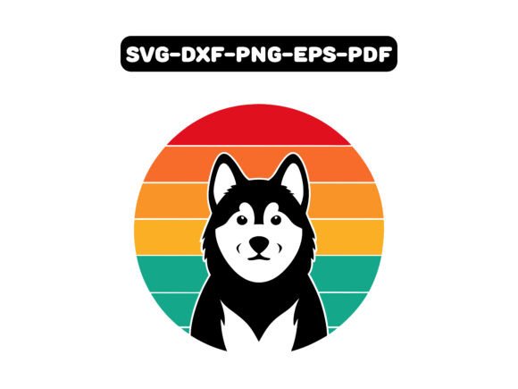 Alaskan Malamute Dog Retro Vector: Real Talk for Embroidery