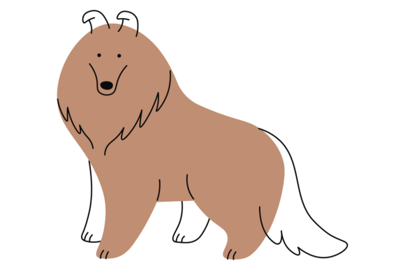 Border Collie Doodle Drawing. Color Dog