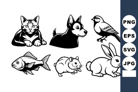 Collection of Domestic Cat Dog Bird Fish