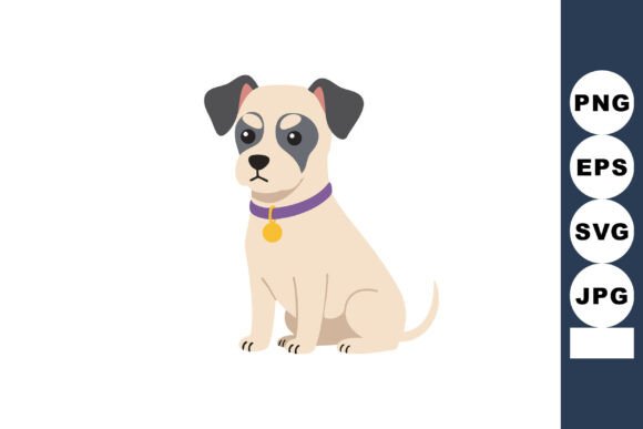 Cute Beige Puppy Dog with Black Ears and Purple Collar: Design Review