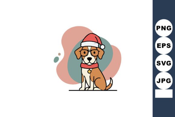 Cute Dog Wearing Red Santa Hat and Colla