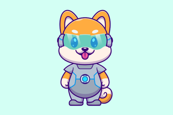 Cute Shiba Inu Dog Robot Cartoon