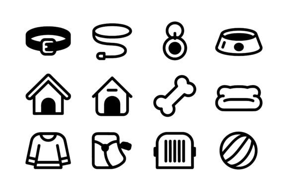 Dog Accessories Pet Supplies Icons