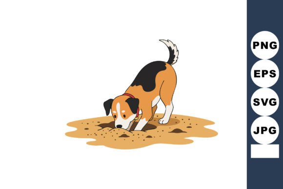 Dog Digging Hole in Ground Playful Pet a