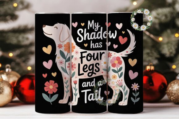 Floral Dog Shadow 20oz Tumbler Wrap
