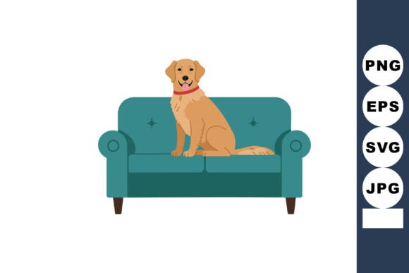 Golden Retriever Dog Sitting on Teal Sof: A Designer's Review