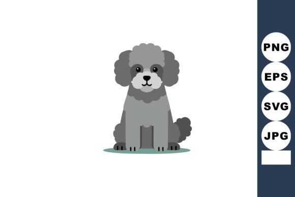 Gray Poodle Dog Sitting on Green Patch: A Designer's Review