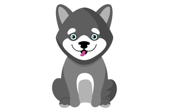 Husky Puppy Character. Cartoon Baby Dog