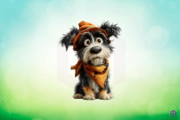 Quirky Halloween Dog Wearing Pumpkin Hat