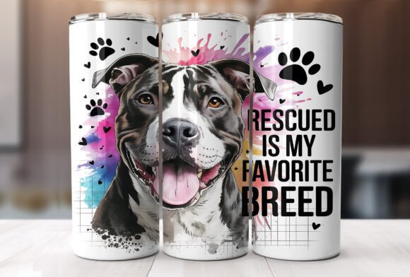 Rescued Dog 20oz Tumbler Wrap PNG Design Review
