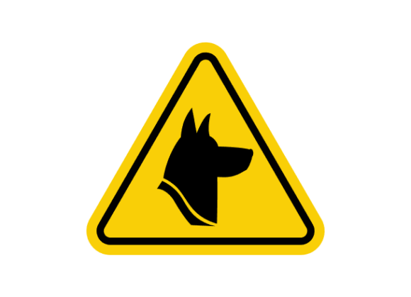 Sign Caution Dog. Review
