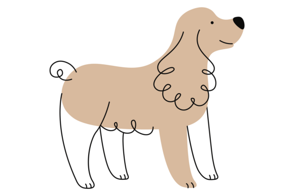 Spaniel Doodle Drawing. Standing Dog Sid