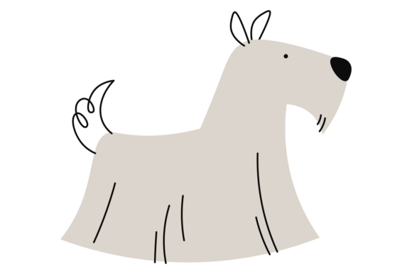 Terrier Doodle. Long Hair Dog Hand Drawn